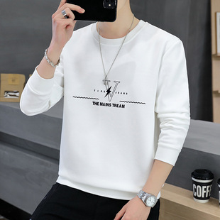 Crewneck Long Sleeve Sweater Men's Spring and Autumn Trendy Brand Ins National Trendy Outfit 2024 New Men's Crewneck Casual Base Shirt T