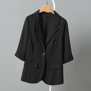 Ice Silk Cotton small suit for women 2023 Spring and Autumn New slim fit Japanese style solid color casual all-matching small suit plus size coat