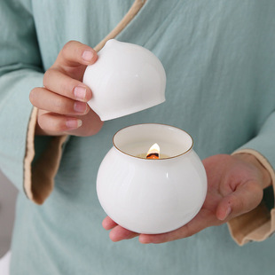 Factory Direct Supply Ceramic Household Fulu Aromatherapy Cup Candle Cup Tea Fragrance Desktop Ornaments Batch Gourd Wooden Fragrance