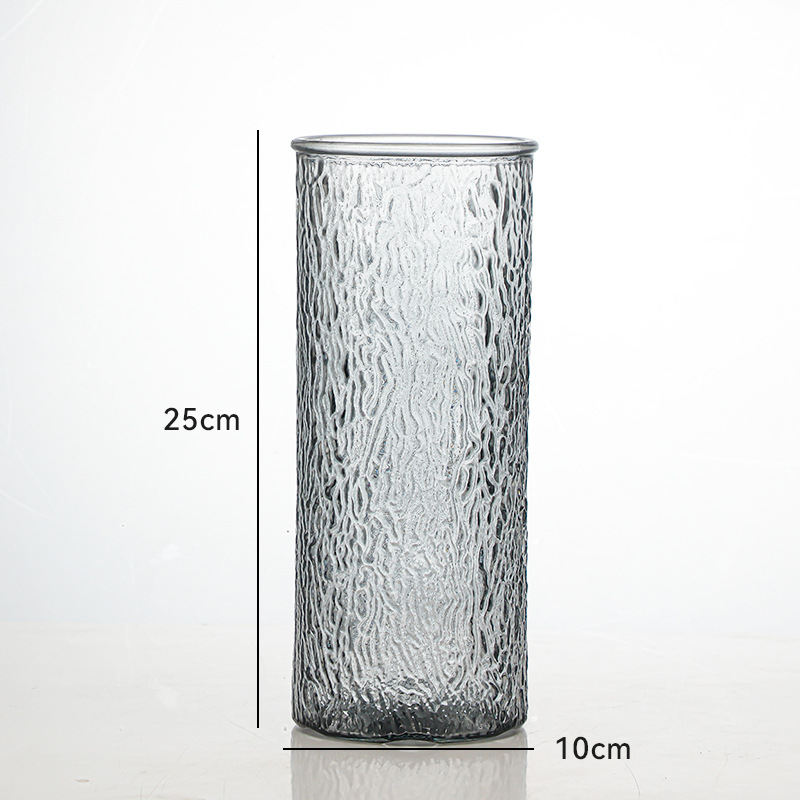 Ins-Style Vase with a Light Luxury and High-End Feel, Transparent Water-Cultured Vase, Straight Barrel, Large Diameter Glass Vase for Dried Flowers and Fresh Flowers