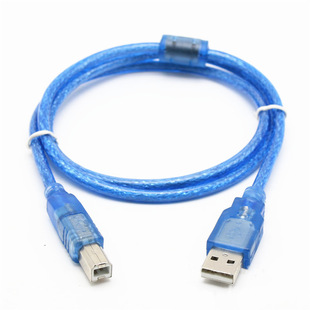 Square port USB printing line transparent blue black printer data cable A male to B male USB printing line 1.5 m