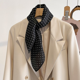 Clothing Collocation Korean Retro Fashion Wai Wave Dot All-match Elegant Printed Small Square Scarf High-grade Silk Scarf Women's Scarf