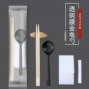 Disposable Chopsticks Wholesale Four-piece Spoon Toothpick Tissue suit Three-piece Household High-end Tableware Bag Packaging
