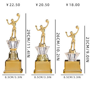 Volleyball Trophy Customized Youth Children's Sports Volleyball Game Creative Golden Man Plastic Trophy Engraving