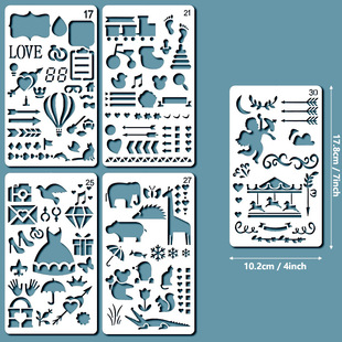 Cross-border Handbook Hollow-out Painting Template DIY Diary Scrapbook Album Creation Shape Graphic Plastic Template