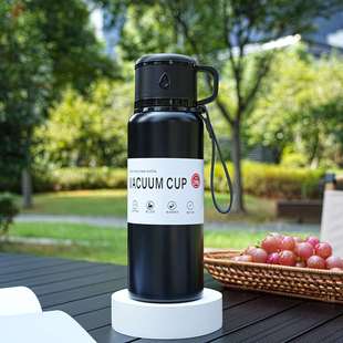 Cross-border one-cover dual-purpose portable sling cup outdoor tea water separation sports kettle large capacity stainless steel insulation water