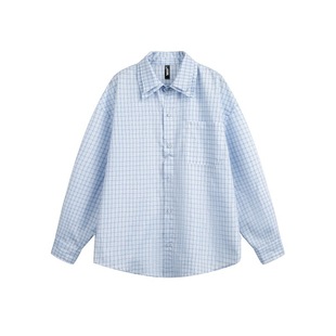 Wuhang 2025 Spring New Japanese Retro Double Collar Plaid Shirt Men's and Women's Loose All-match Shirt