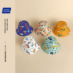 Spring Baby Hat Cartoon Printed Fisherman Hat Thin Breathable Sunscreen Hat for Boys and Girls and Children All-Match