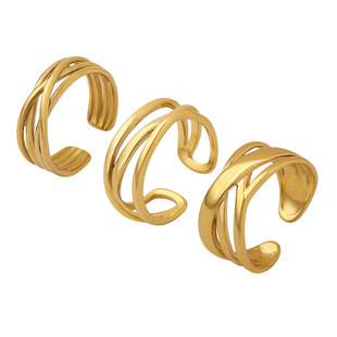 European and American love cross C- shaped open ring three kinds of stacked rings do not fade ins Wind lovers ring A187-9