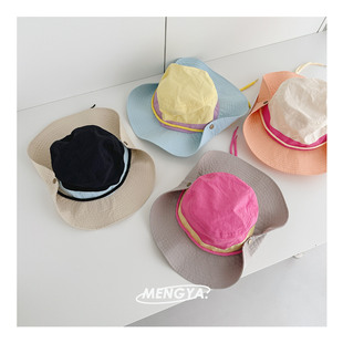 South Korea Children's Summer Big Brim Quick-drying Fisherman Hat for Boys and Girls Thin Color-matching Sunshade Hat for Baby Trendy Sunscreen Hat