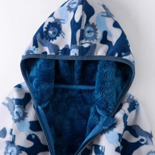 2023 autumn and winter New Cartoon camouflage male baby hooded plus velvet thick children's fleece coat a generation of hair