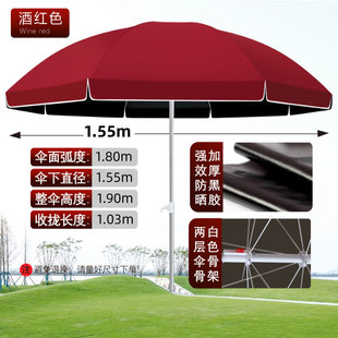 Upgraded Black Umbrella Outdoor Courtyard Umbrella Commercial Stall Sun Umbrella Double Sun Protection Stall Umbrella Rain Protection