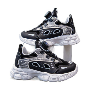 Rotating Button Boys Soft Sole sneaker Leather 2024 New Style Running Girls Children Torre Casual Shoes