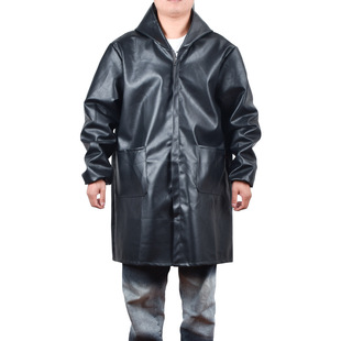 Leather Pu Waterproof and Oil-Proof Thick Smock for Adults and Men, Fashionable Work Clothes, Kitchen Home Apron, Labor Protection Long-Sleeved Winter