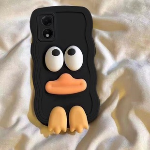 Применимо для трехмерной забавной утки Xiaomi 14 чехол для телефона RedmiK70 колбаса рот милый Note12 мужской и женский защитный чехол