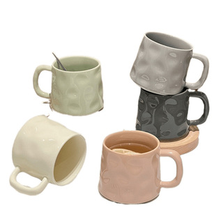 High Beauty Value Ceramic Cup Mug Household Drinking Cup with Spoon Office Couple Cup Milk Coffee Cup
