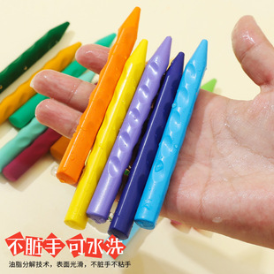 Creative Children's Erasable Plastic Crayon Dirty Hand 12 Color Painting Baby Graffiti Painting Crayon Student Oil Painting Stick