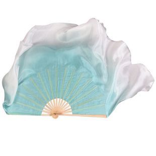 Dance fan double-sided lengthening white gradient mint green classical dance performance props yangko fan square dance fan dance
