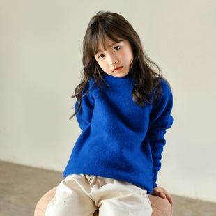 Autumn and Winter Children's woolen sweater Western style high lapel pullover sweater men's and women's same suede comfortable warm breathable sweater