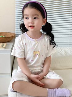 2025 Summer New Children's Home Clothes Boys' Air-conditioning Clothes Thin Breathable Short-sleeved Girls' Baby Pajamas suit