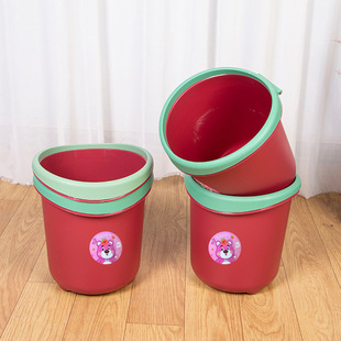 Cartoon Cyber Red Strawberry Bear Large Capacity Trash Bin Household Thickened Plastic Trash Bin Living Room Dormitory Trash Bin