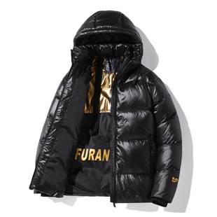 2023 explosions new black gold plus fat increase fashion warm thick warm coat men's hooded 300kg