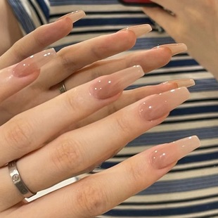 Wear nail piece nude color long ballet nail beauty nail piece White ins fresh nail nail patch nail piece