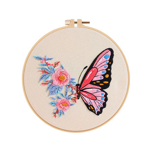 Original new diy handmade embroidery material package Zhuang Zhou Mengdie flower butterfly embroidery kit cross-border English