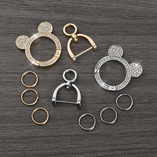 High-grade Genuine Leather Mickey Minnie Car Keychain Women's Exquisite ins Internet Celebrity Cute Key Chain Pendant Creative Gift