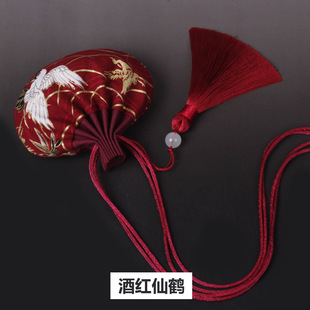 Dragon Boat Festival small sachet pendant Wormwood green bamboo embroidery bag empty bag Chinese Hanfu Lotus bag tassel pendant