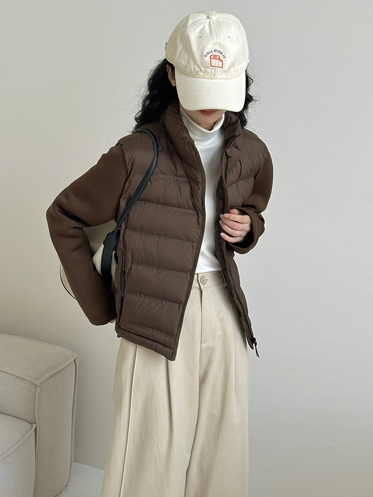 유럽과 미국의 가을 및 겨울 새로운 다운 코튼 패딩 재킷 여성용 재킷 스티칭 칼라 코튼 패딩 재킷 캐주얼 올 매치 코튼 패딩 재킷