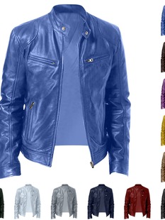 AliExpress cross-border foreign trade European and American men's leather jacket men's youth stand collar punk men's motorcycle leather jacket
