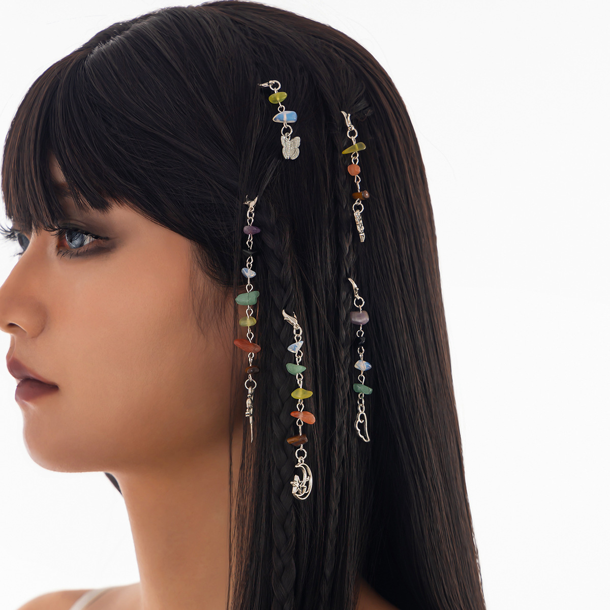 Europe and the United States cross-border jewelry small fresh turquoise copper clad chain hairpin sweet wind conch pearl headdress suit