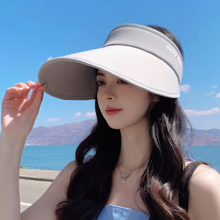 New big brim sun protection empty top hat upf50 + summer sun hat female two-color stitching folding sun hat 8233