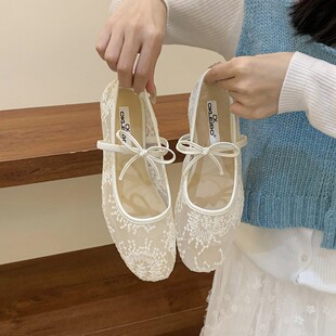 Fairy Style French Style Gentle Evening Shoes Women's Shoes 2025 New Spring Mesh Breathable Square Toe Mary Jane Shoes