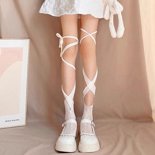Носки на пальцах ног крест lolita носки женские милые сладкие японские тонкие ножки ветра рыболовные сетки средняя трубка