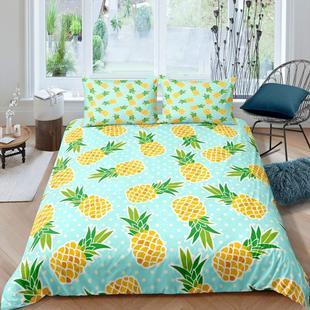 Pineapple Duvet Cover Colorful Tropical Fruit Printed Bedding suit Teenager Bedroom Decorative Three-piece Set