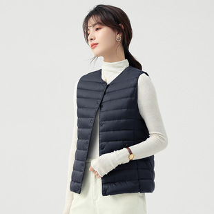Down Vest Men's Autumn and Winter Lightweight Warm Waistcoat Men's and Women's Couple's Vest Loose Collar Sleeveless Jacket for Men