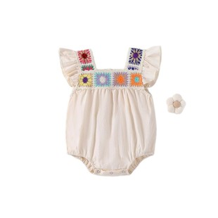 Summer Baby Baby Thin Small Flying Sleeve Jumpsuit Summer Wear Short Sleeve Outgoing Bag Fart Princess Hare Clothes Climbing Clothes for Girls