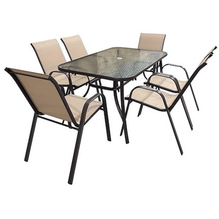 Outdoor Table and Chair Courtyard Balcony 8-Piece Set Open-Air Pile Chair Leisure B&B Iron Garden Waterproof Table and Chair Set