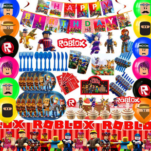 Робот Cross Border Roblox Game Party Одеваются Поставки Виртуальный День Рождения Украшение Костюм Баннер Лоток