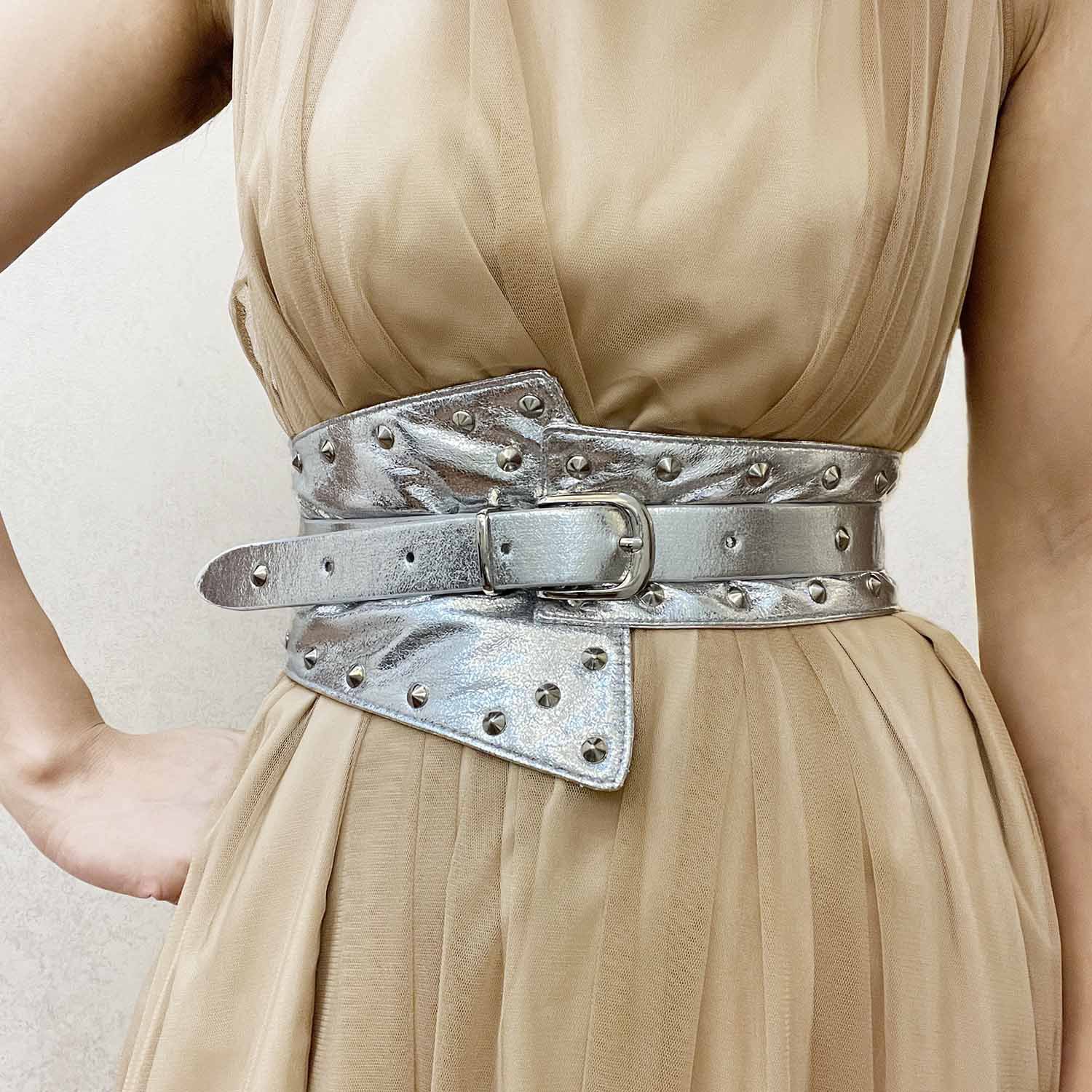 European and American irregular coated PU leather waist seal women's decorative coat dress casual pin buckle elastic wide belt