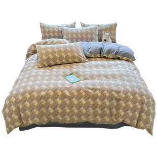 High-end thick cotton sanding four-piece 2025 new winter cotton bed sheets quilt bedding three-piece set