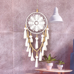 White Tassel Creative Crochet Dream Catcher Indoor Hanging Hanging Wall Decorations Pendant Students Birthday Gift