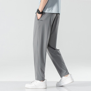 2025 Summer Ice Silk Quick-drying Casual Pants Men's Thin Straight Leg Straight Leg Trousers Breathable plus size Sports Pants