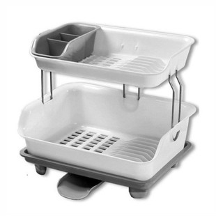 Kitchen Dish Rack Drain Rack Plate Rack Cupboard Cupboard Chopsticks Storage Box Tableware Rack Plastic Double-Layer Storage Rack