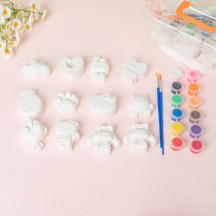 12 Pack Painted Graffiti Coloring Stall Toys Wholesale Children's DIY Plaster Doll White Embryo Stall Supply