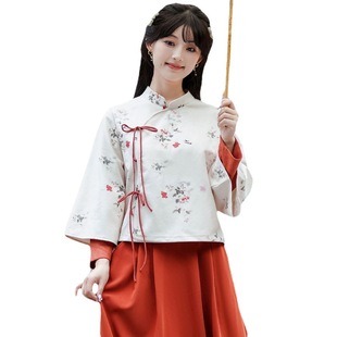 New Chinese style improved cheongsam autumn and winter thickened new retro National style deerskin velvet fashion suit Hanfu tea suit Tang suit