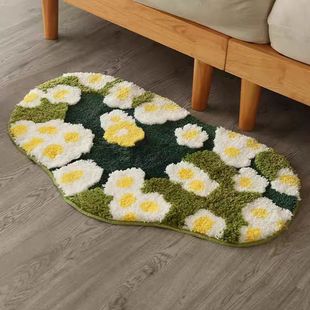 Bedroom carpet autumn and winter cream wind thickened soft non-slip warm bedside blanket atmosphere flocking carpet machine washable