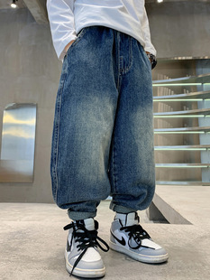 Barabala autumn cuhk boy jeans new children's clothing children boy retro pants back pocket personality